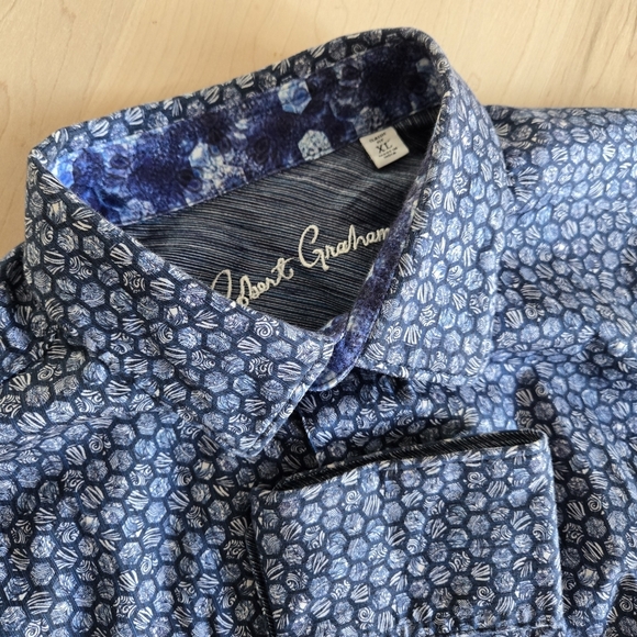 Robert Graham Blue Floral Button Down Shirt - Picture 8 of 12